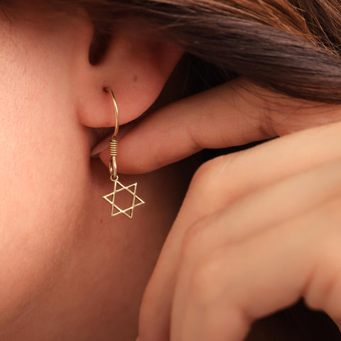 Star of David Drop Earrings in Sterling Silver | Silver, Gold or Rose Gold Star Drop Earrings | Star of David Earrings | Dainty Star Earring M.0281