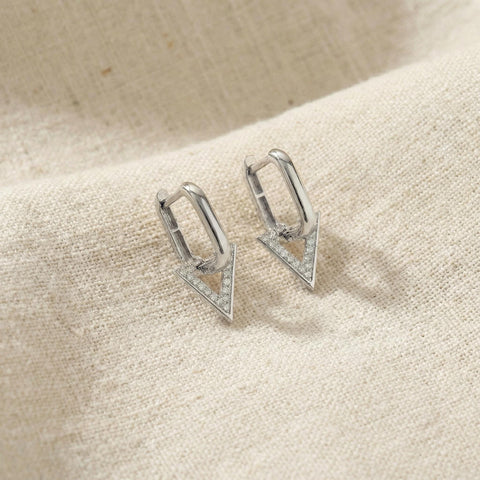 Triangle Hoops | Geometric Earrings | Triangle Diamond Earrings | Modern Hoop Earrings | Minimalist Jewelry | Gift for Her | Gift for Mom M.0499