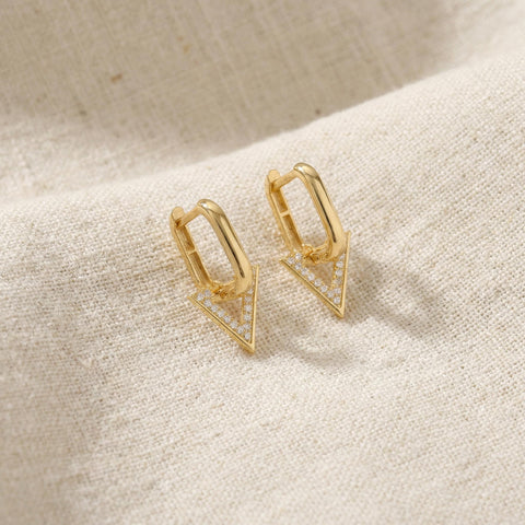 Triangle Hoops | Geometric Earrings | Triangle Diamond Earrings | Modern Hoop Earrings | Minimalist Jewelry | Gift for Her | Gift for Mom M.0499
