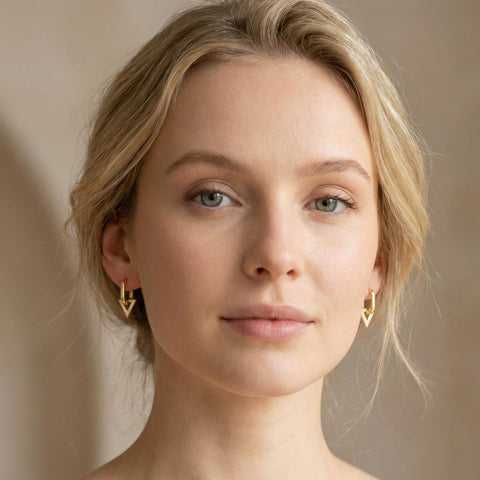 Triangle Hoops | Geometric Earrings | Triangle Diamond Earrings | Modern Hoop Earrings | Minimalist Jewelry | Gift for Her | Gift for Mom M.0499