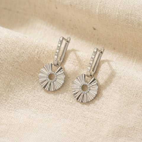 Sun Dangle Hoop Earrings | Textured Sun Charm Earrings | Dainty Boho Jewelry | Sun Jewelry | Gift for Her | Best Friend Gift M.0500