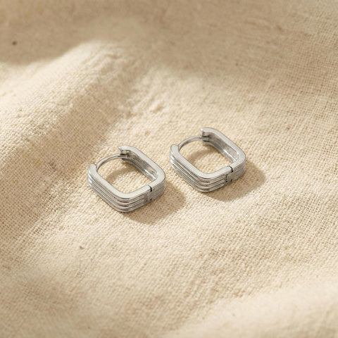 Textured Square Hoop Earrings | Domed Huggies Earrings | Dainty Minimalist Jewelry | Gold Stacking Hoops | Gift for Her | Mothers Day Gift M.0506