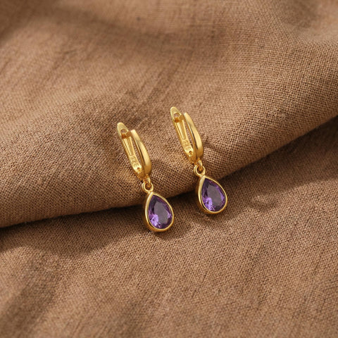 Teardrop Birthstone Earrings | Dainty Birthstone Earring | Personalized Birthstone Earrings | Bridesmaid Gift | Mothers Day Gift M.0291