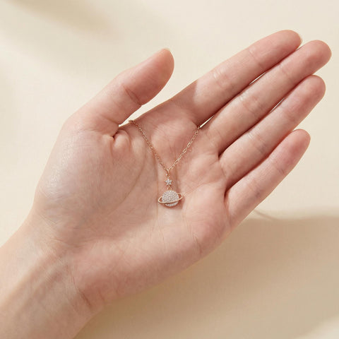 14K Gold Saturn Necklace - 12-24 in M.0429