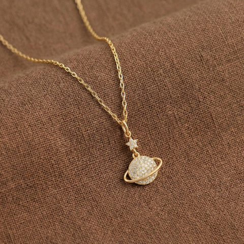 14K Gold Saturn Necklace - 12-24 in M.0429