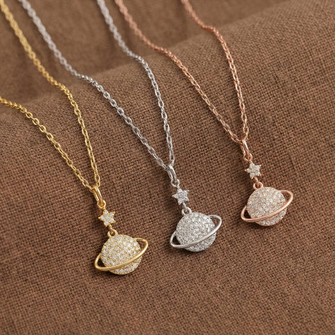 14K Gold Saturn Necklace - 12-24 in M.0429