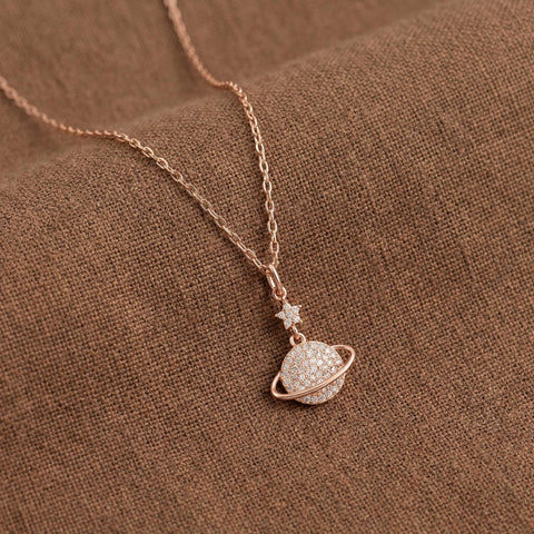 14K Gold Saturn Necklace - 12-24 in M.0429