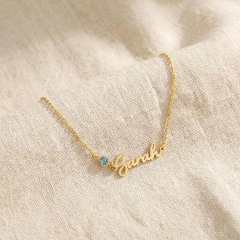 14K Gold Name Bracelet with Birthstone - 3.5-10 in M.0018