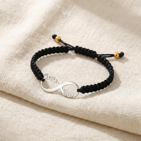 14K Gold Double Name Infinity Knit Bracelet - 3.5-10 in M.0127