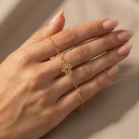14K Gold Hamsa Bracelet - 3.5-10 in M.0135