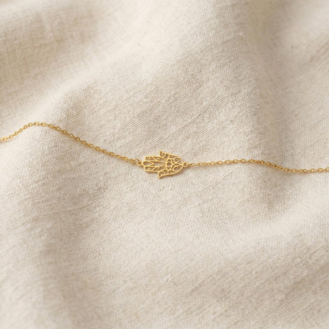 14K Gold Hamsa Bracelet - 3.5-10 in M.0135