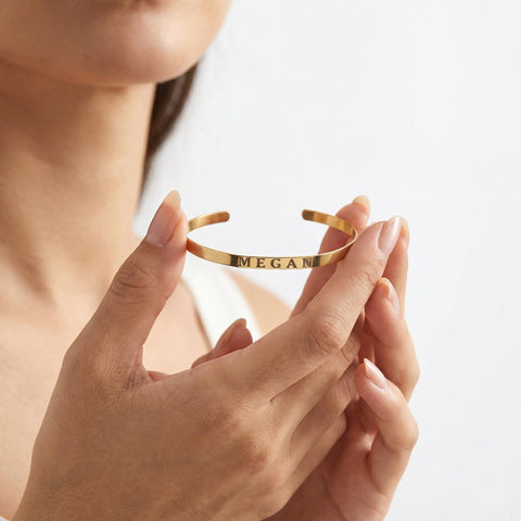 Personalized Name Bracelet | Personalized Stacking Cuff | Gold Cuff Bracelet | Custom Name Cuff | Dainty Bracelet | Gift For Mom | Mom Gift M.0250