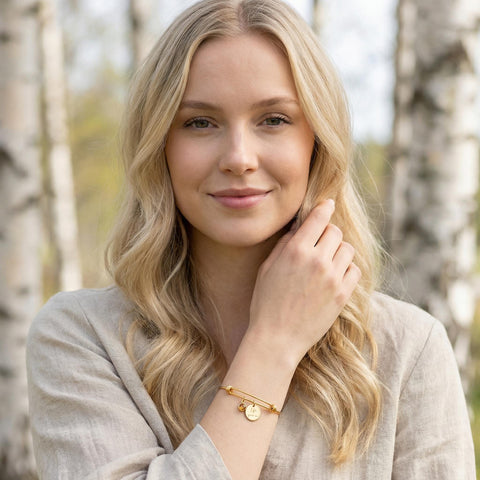 14K Gold Name Disc and Birthstone Bracelet - 3.5-10 in M.0209