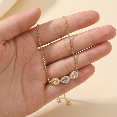 Personalized Teardrop Birthstone Bracelet | Pear Diamond Tennis Bracelet | Stackable Teardrop Birthstone Bracelet | Mom Gift |Christmas Gift M.0251