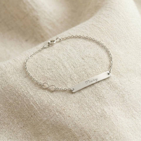 14K Gold Infinity Bar Bracelet - 3.5-10 in M.0440