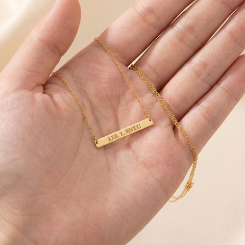 14K Gold Horizontal Bar Necklace - 12-24 in M.0067