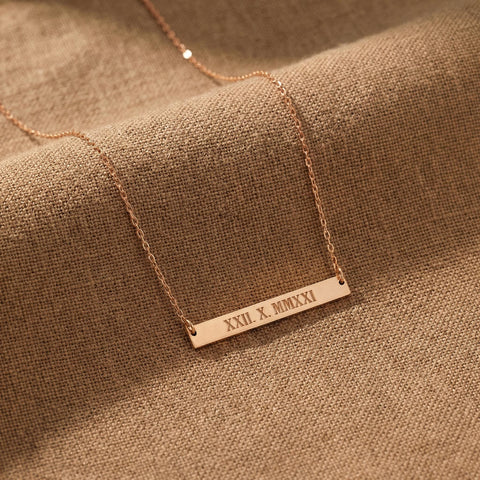 14K Gold Horizontal Bar Necklace - 12-24 in M.0067