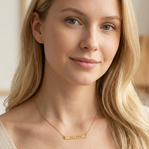 14K Gold Horizontal Bar Necklace - 12-24 in M.0067