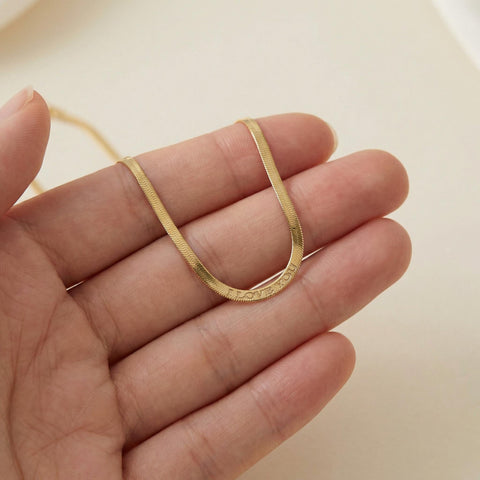 14K Gold Herringbone Chain Necklace - 12-24 in M.0064