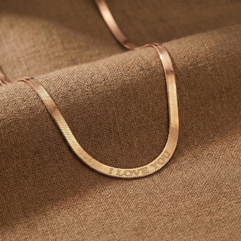 14K Gold Herringbone Chain Necklace - 12-24 in M.0064