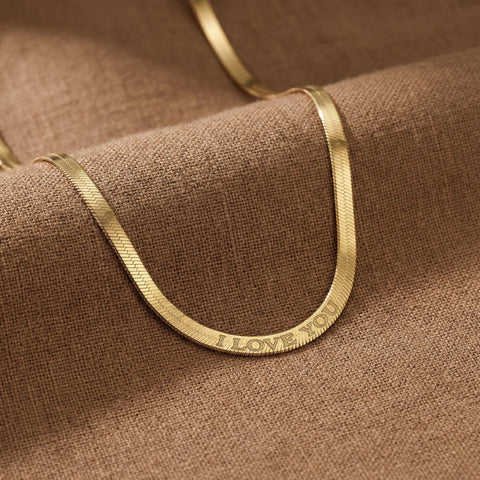 14K Gold Herringbone Chain Necklace - 12-24 in M.0064
