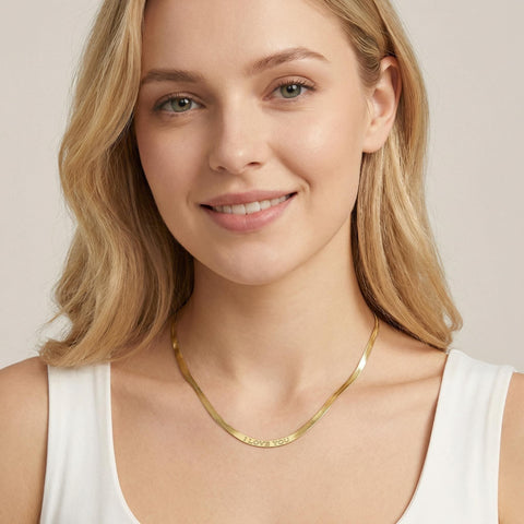 14K Gold Herringbone Chain Necklace - 12-24 in M.0064