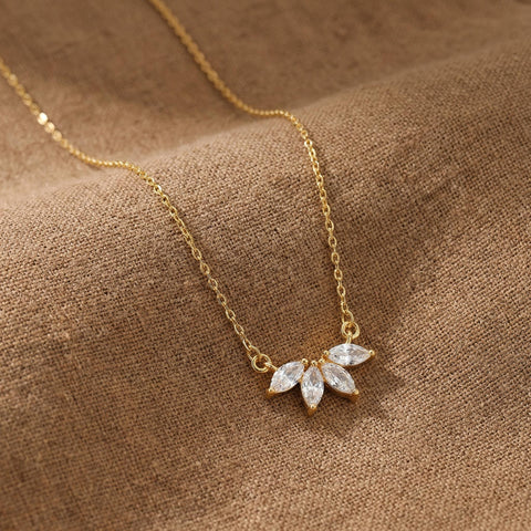 14K Gold Marquise Diamond Necklace - 12-24 in M.0060