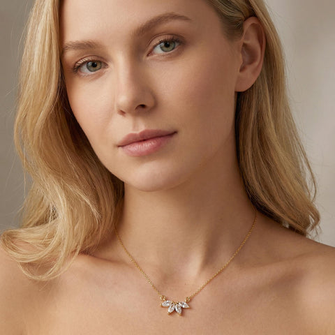14K Gold Marquise Diamond Necklace - 12-24 in M.0060