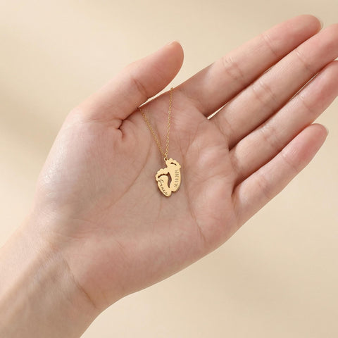 14K Gold Baby Footprint Necklace - 12-24 in M.0059