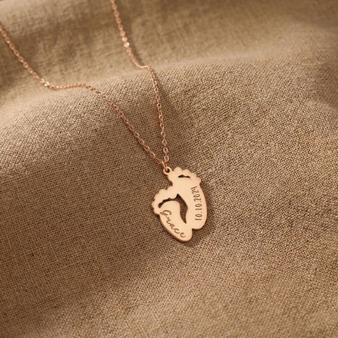 14K Gold Baby Footprint Necklace - 12-24 in M.0059