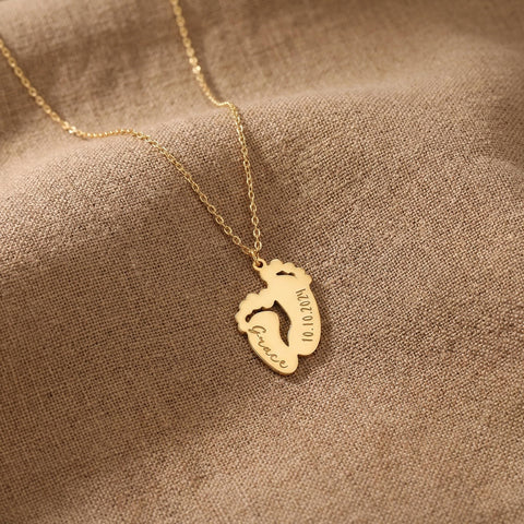 14K Gold Baby Footprint Necklace - 12-24 in M.0059