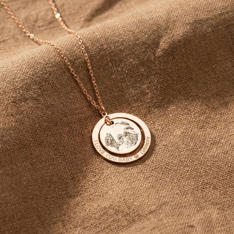 14K Gold Picture Engraved Pet Necklace - 12-24 in M.0456