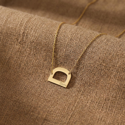 14K Gold Large Letter Name Necklace - 12-24 in M.0311