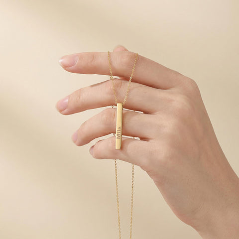 14K Gold 3D Bar Necklace - 12-24 in M.0199