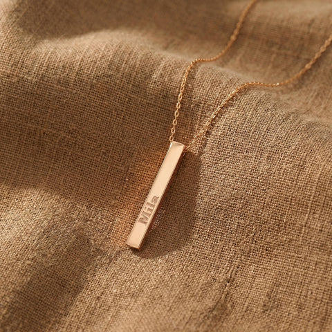14K Gold 3D Bar Necklace - 12-24 in M.0199