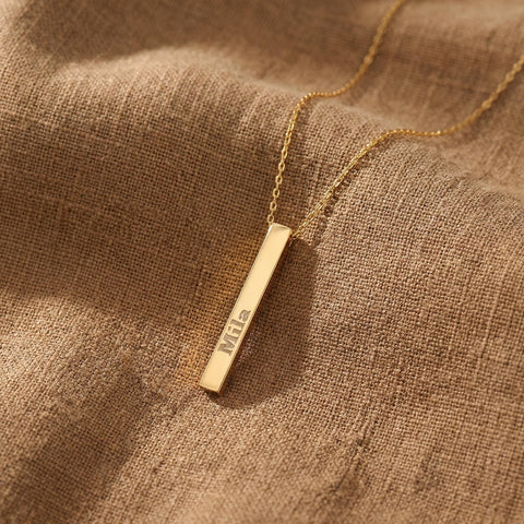 14K Gold 3D Bar Necklace - 12-24 in M.0199
