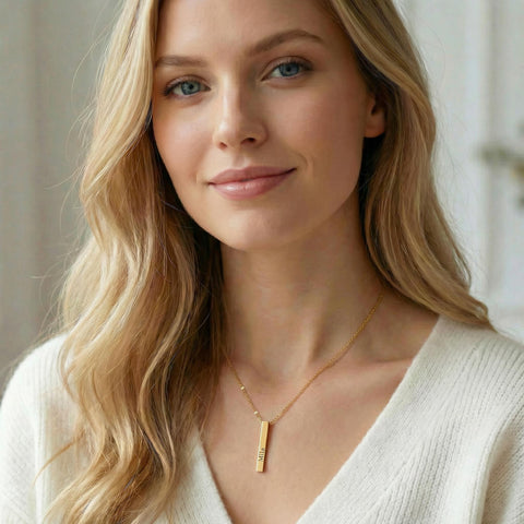 14K Gold 3D Bar Necklace - 12-24 in M.0199