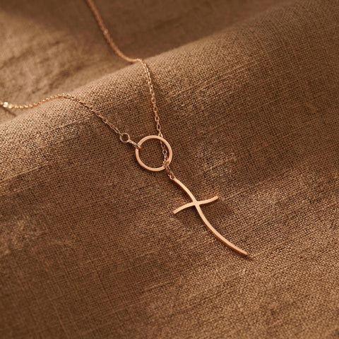 14K Gold Cross Necklace with Ring - 12-24 in M.0339