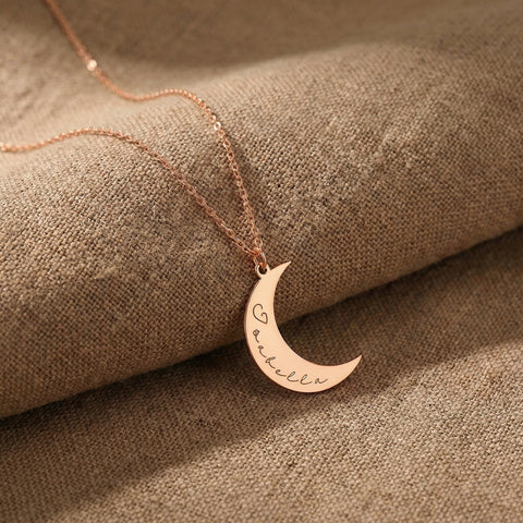 14K Gold Custom Moon Necklace - 12-24 in M.0332