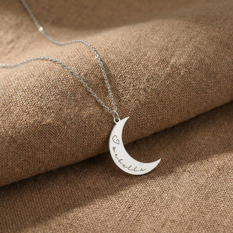 14K Gold Custom Moon Necklace - 12-24 in M.0332