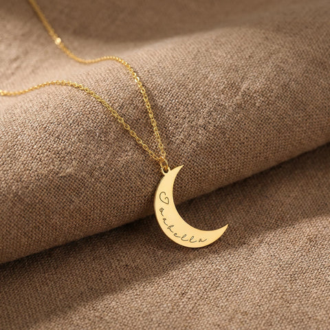 14K Gold Custom Moon Necklace - 12-24 in M.0332