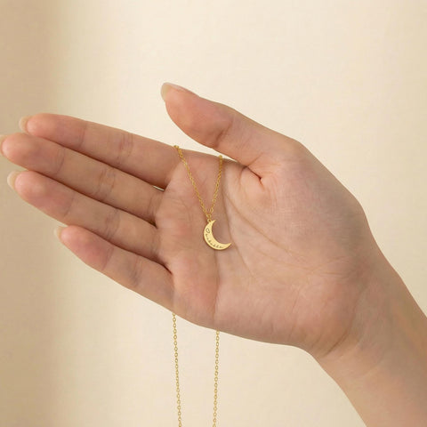 14K Gold Custom Moon Necklace - 12-24 in M.0332
