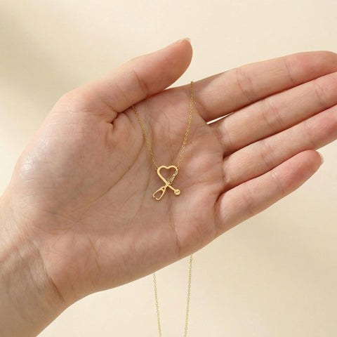 14K Gold Stethoscope Name Necklace - 12-24 in M.0327