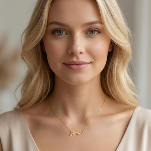 14K Gold Name Necklace with Heart - 12-24 in M.0025