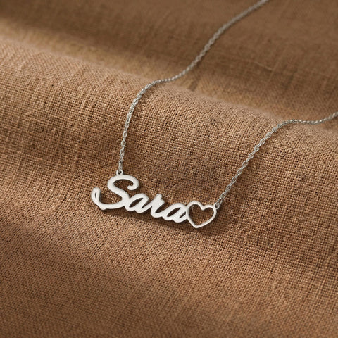 14K Gold Name Necklace with Heart - 12-24 in M.0025