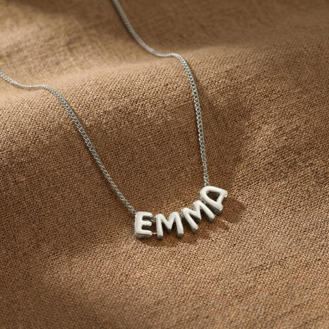 14K Gold 3D Bubble Initial Letter Name Necklace - 12-24 in M.0023