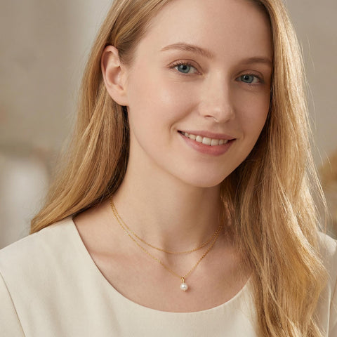 14K Gold Pearl Necklace - 12-24 in M.0022