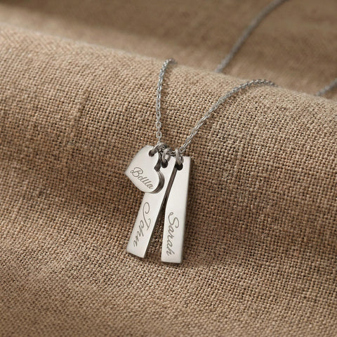 14K Gold Heart and Bar Necklace - 12-24 in M.0021