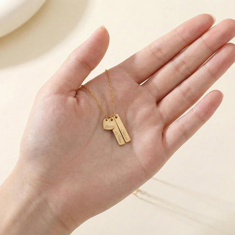 14K Gold Heart and Bar Necklace - 12-24 in M.0021