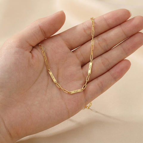 14K Gold Mini Bar Name Necklace - 12-24 in M.0020